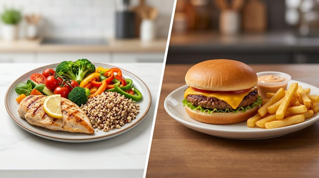 The choice between a healthy diet and fast food directly affects brain health