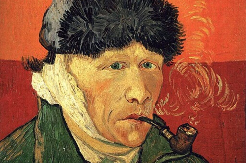 'Self-Portrait with Bandaged Ear and Pipe.' Photo.