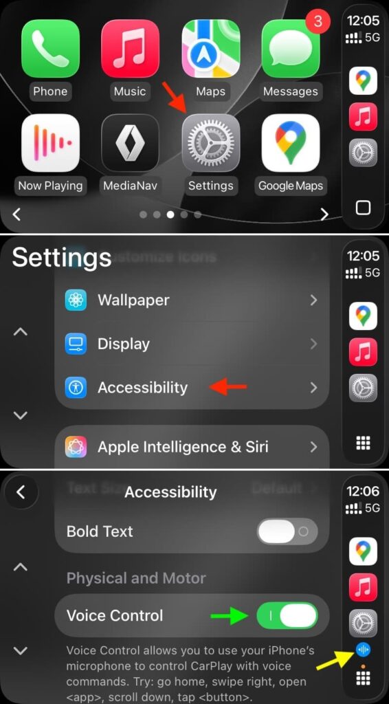 Where to find Voice Control in CarPlay settings. All accessibility settings are buried deep in the CarPlay menu — no wonder many people don't even know about them. Image: idownloadblog.com. Photo.