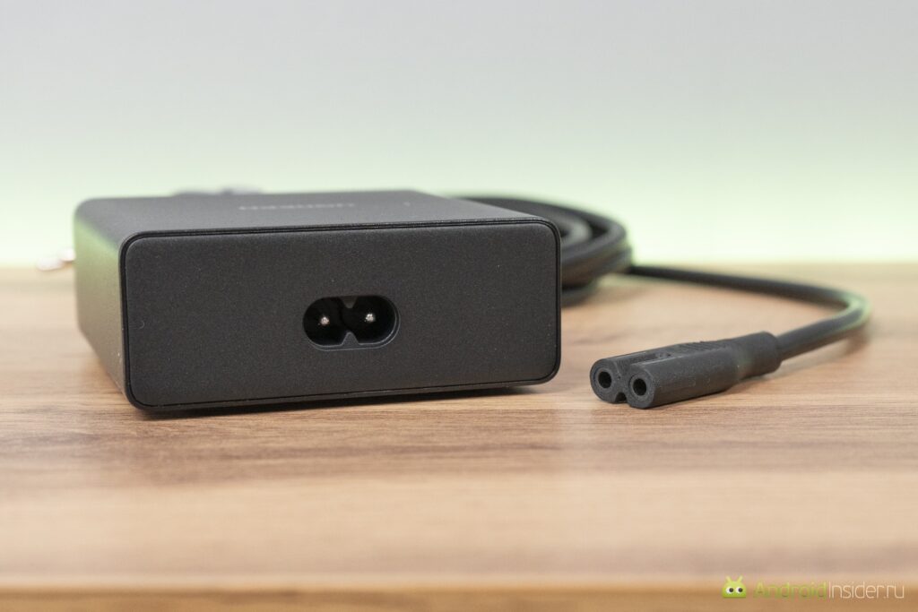The charging hub's power cable is standard.