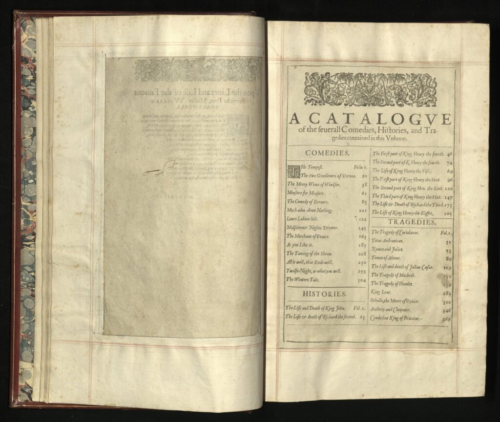 Mr. William Shakespeare's Comedies, Histories, and Tragedies, published according to the true original copies, 1623. Image source: rct.uk. Photo.