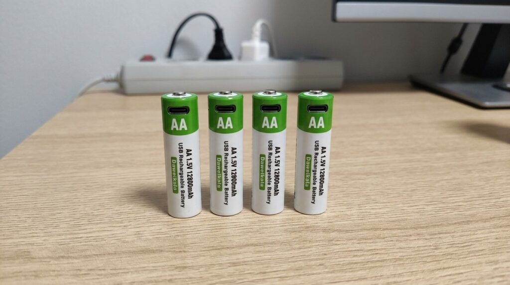 Four of them rotate between remotes and clocks — haven't bought a single regular battery in six months. Photo.