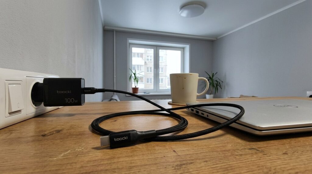 USB-C cable for charging iPhone and more. A reliable cable for charging anything. Photo.