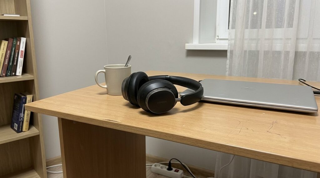 Full-size noise-cancelling headphones at half price. These headphones are worth every penny. Photo.