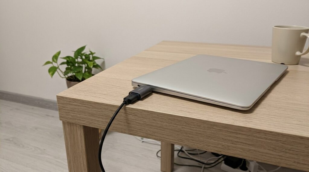 USB-A to Type-C adapter for pennies. With this adapter you can connect any flash drive to your Mac. Photo.