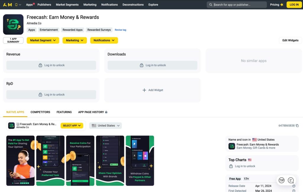 Freecash App: Collecting user data under the guise of earning money. The app offered easy money while siphoning your personal data. Photo.