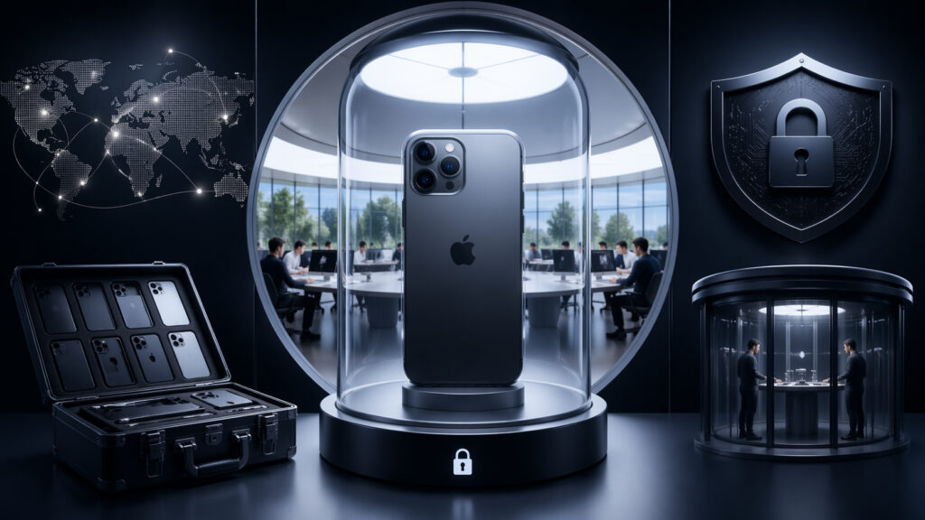 Apple protects iPhone design until the very presentation at the highest level. Photo.
