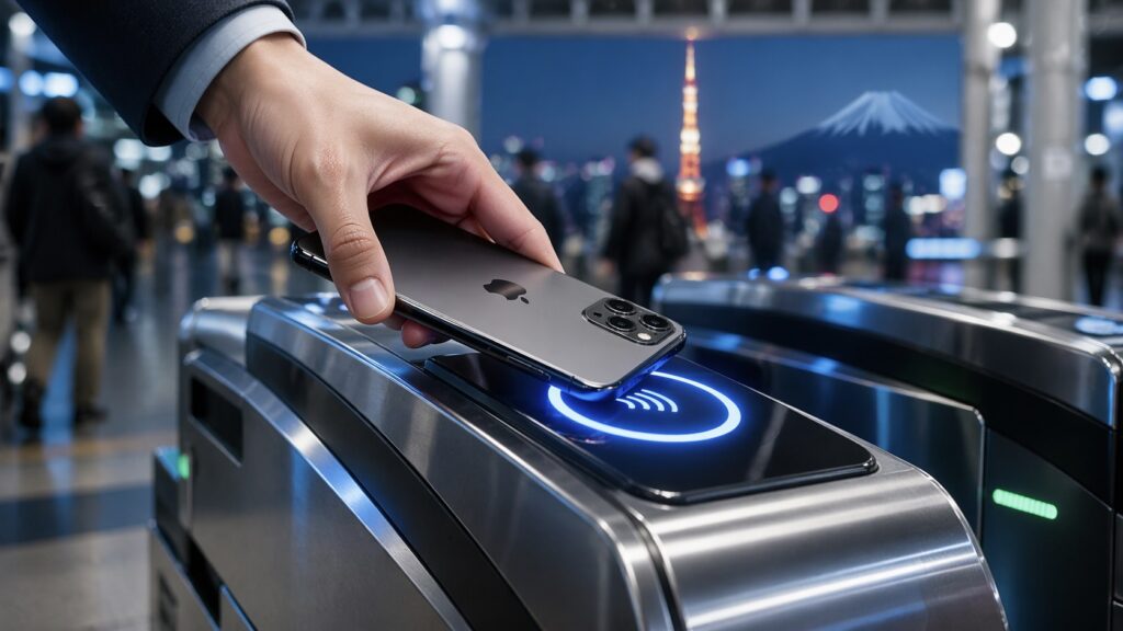 Also, in Japan people very often pay with the screen facing down. Just a habit