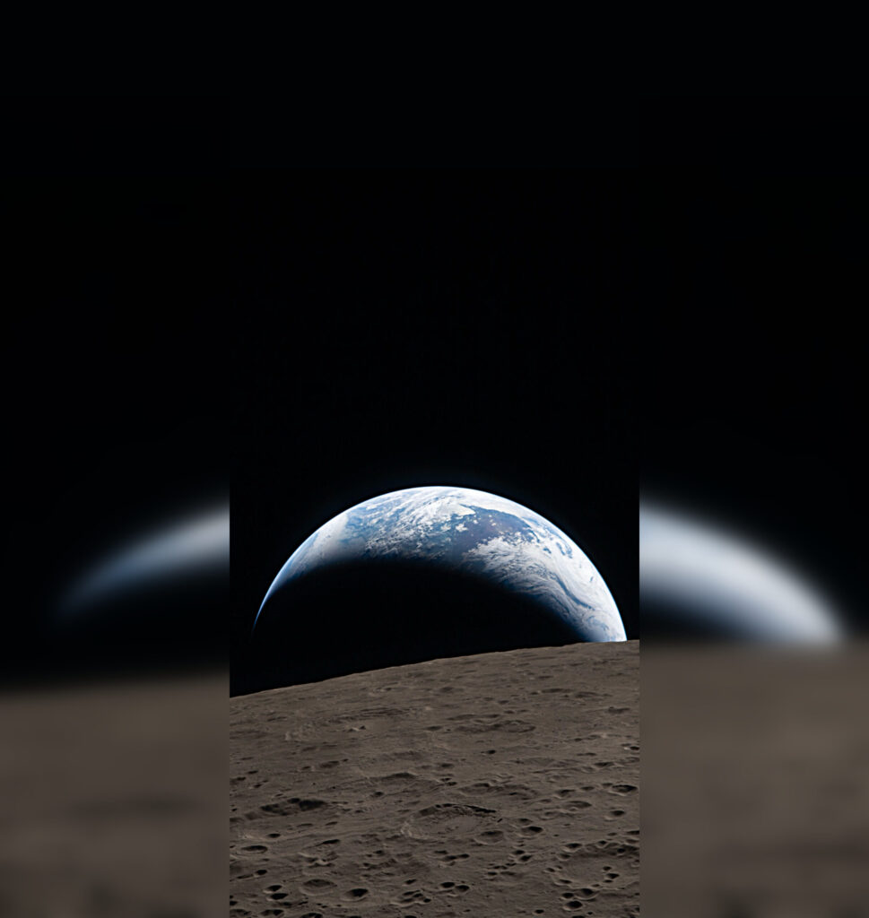 Both Earth and Moon are visible