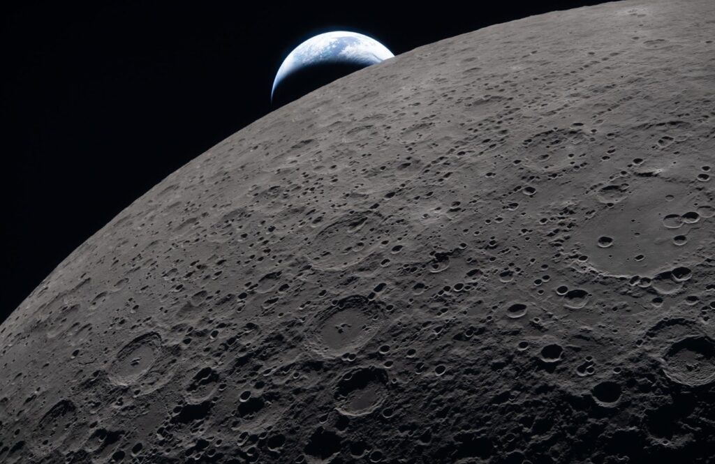 Earthset captured by the Artemis 2 mission astronauts. Photo.