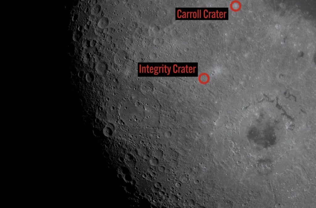 Location of the new craters on the Moon. Image source: NASA. Photo.