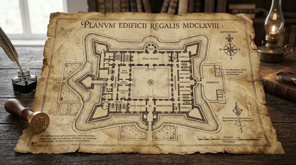 An old building plan similar to the one the researcher discovered. Photo.