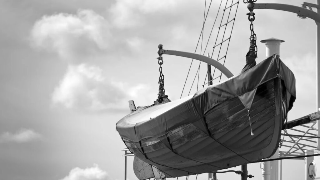 Old lifeboat. Photo.