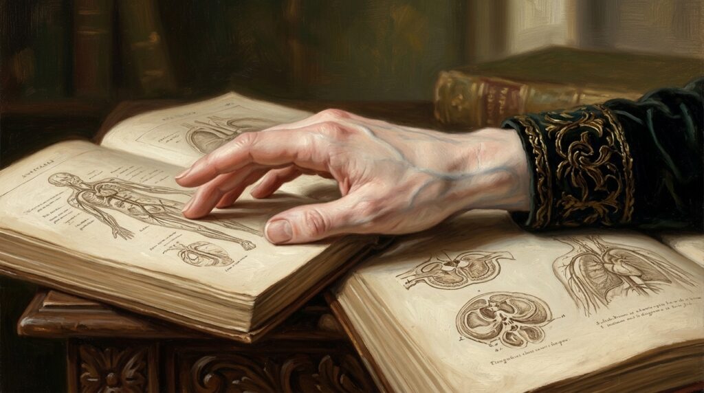 The pale skin of aristocrats made bluish veins especially noticeable. Photo.