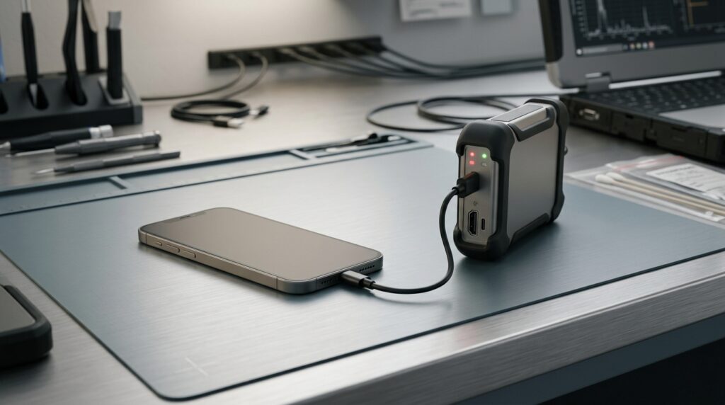 Forensic equipment for extracting data from iPhone