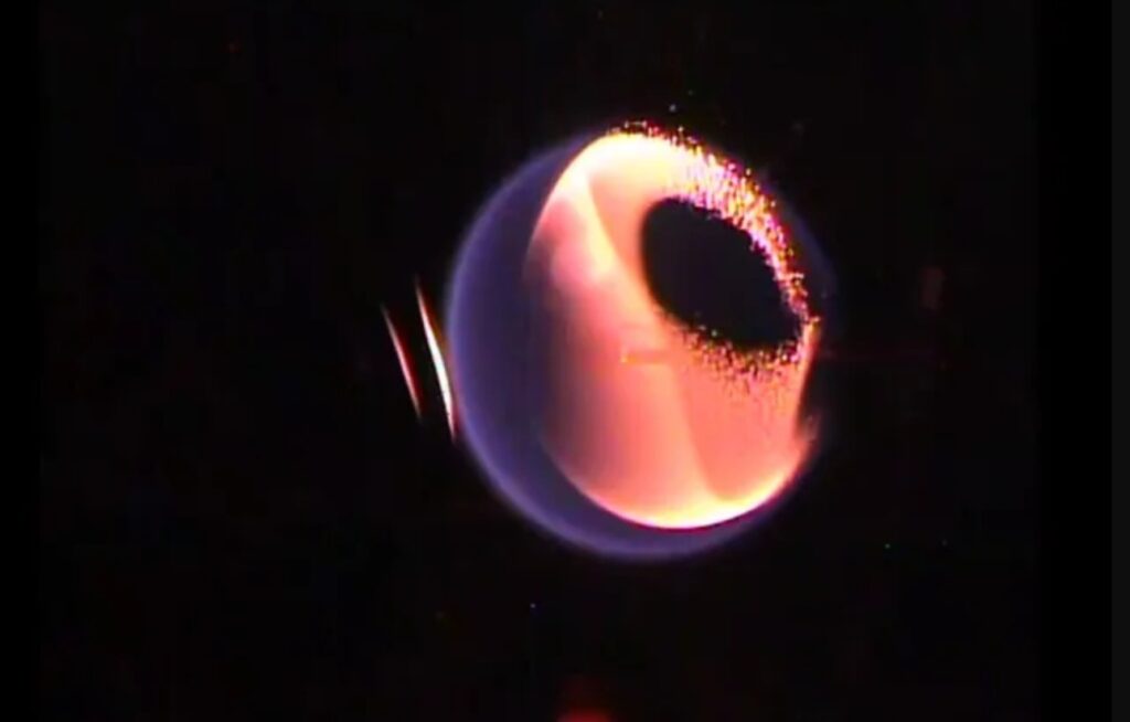 This is approximately how fire burns on the ISS. Image source: space.com. Photo.