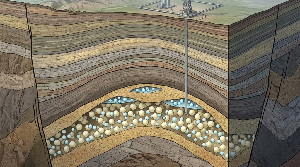 Helium accumulates in underground reservoirs along with natural gas. Photo.