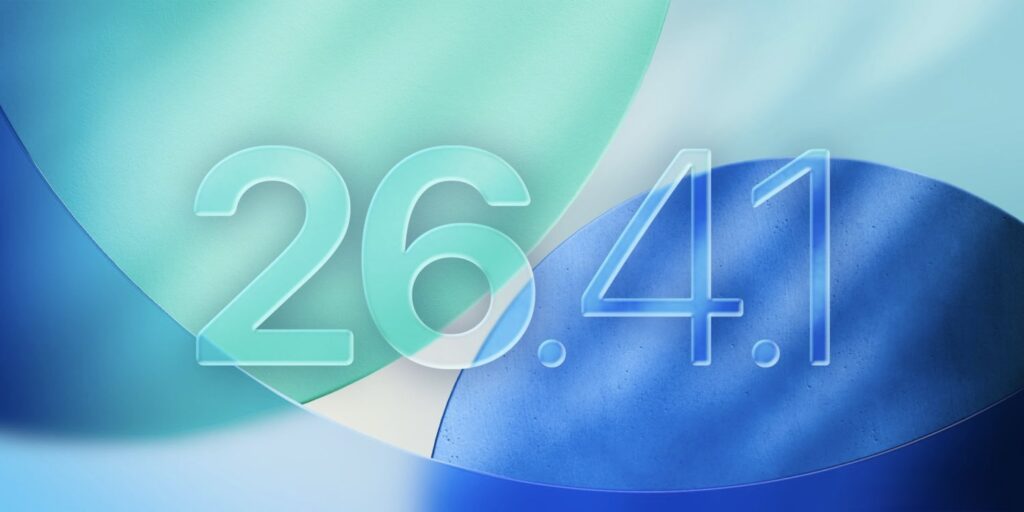 iOS 26.4.1 is available for everyone. Photo.
