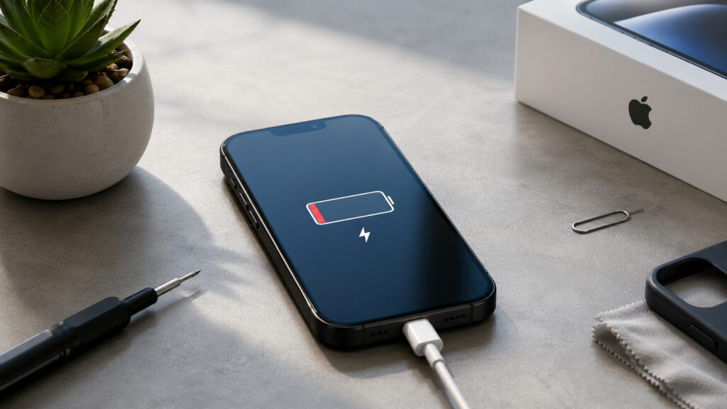 The smartphone can die and not turn on. Photo.