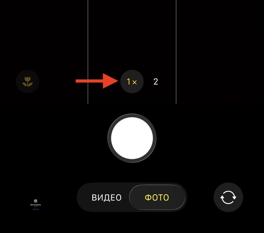 Zoom x1 (24mm) — main camera and macro mode. Standard mode that activates by default. Photo.
