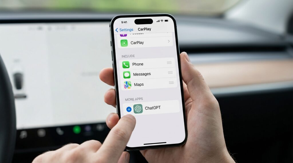 Adding ChatGPT to the CarPlay app list through iPhone settings