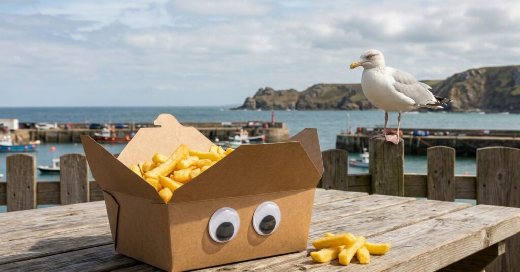 A seagull waiting for the right moment to attack a tourist's food. Image source: zmescience.com. Photo.