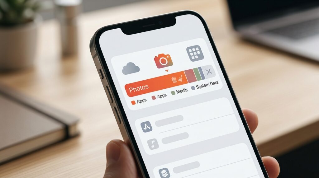 iPhone storage filled with photos and videos