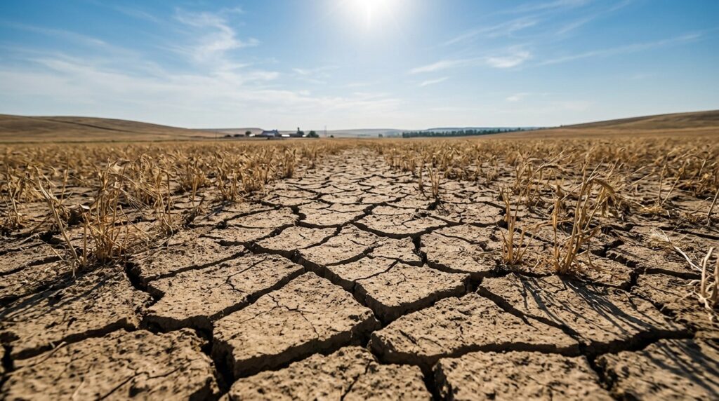 Drought on agricultural fields in southern Russia. Photo.