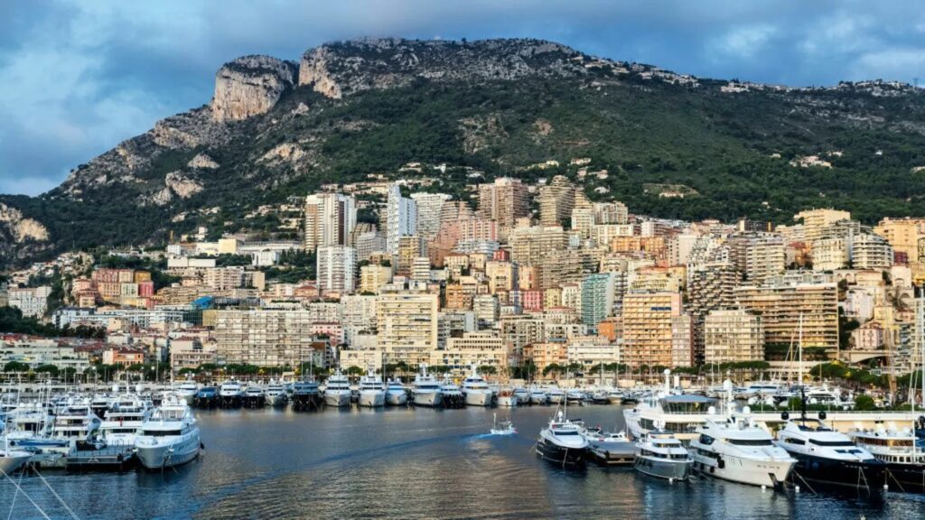 Monaco, yachts in Port Hercule.