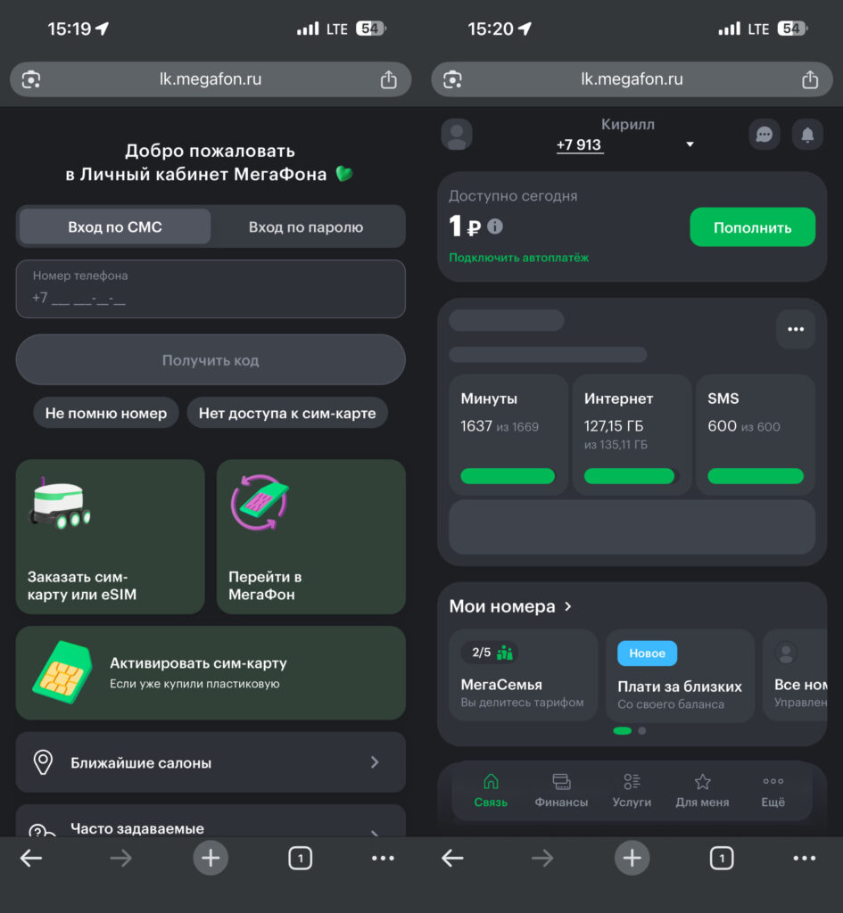 How to check MegaFon balance via personal account and app. You can log in through the website. Photo.