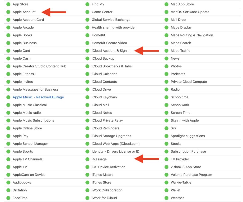 Apple services status. Check the status. Apple might be having issues. Photo.