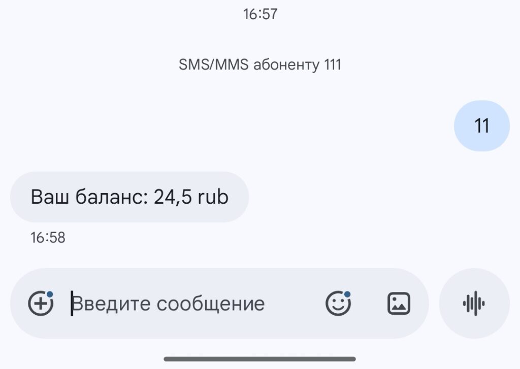 Requesting MTS balance via SMS to 111. You can send an SMS and get a response. Photo.