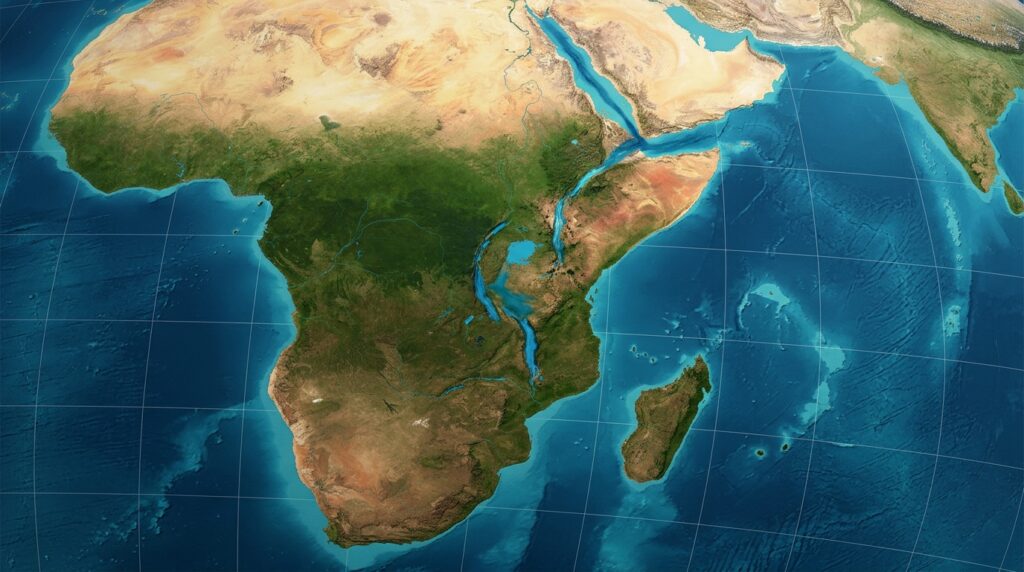 This is what Africa might look like in millions of years: the eastern part separated by a new ocean