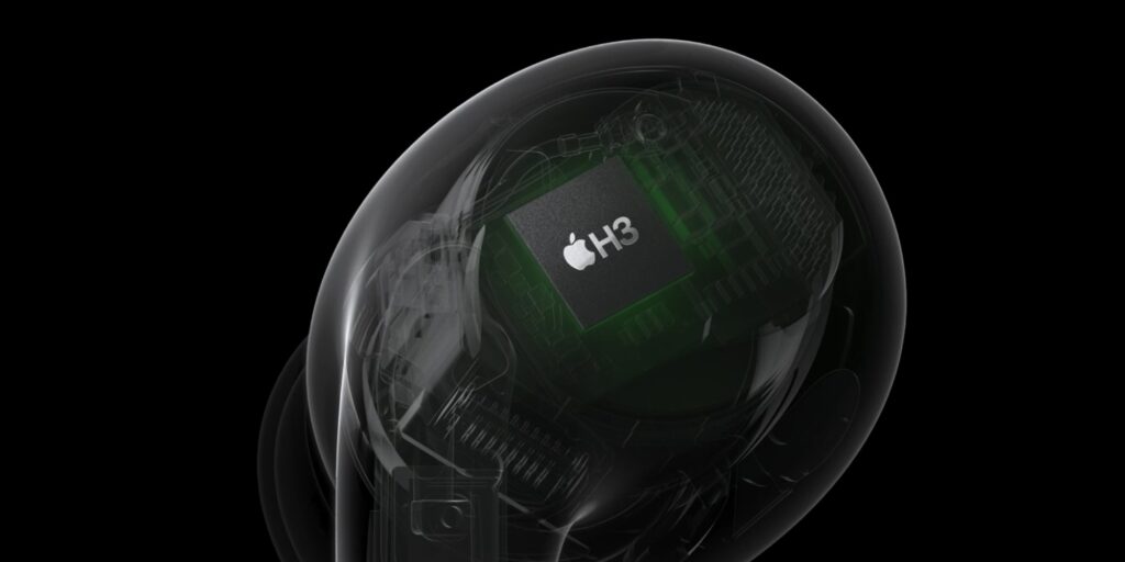 Sound in AirPods Pro 2026. The H3 chip will be the heart of the new earbuds. Photo.