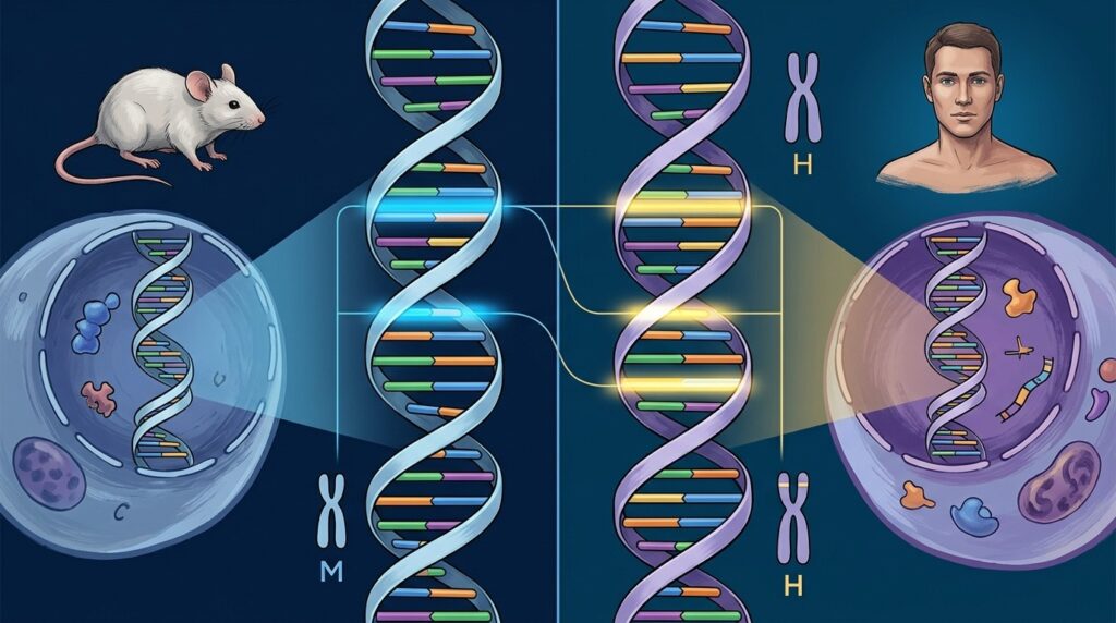 Comparison of mouse and human genomes shows high similarity of key regulatory regions