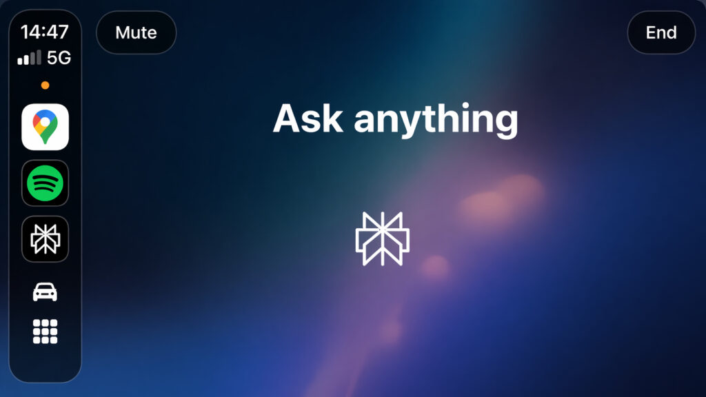How Perplexity works in CarPlay. When this message appears, you can speak. Photo.