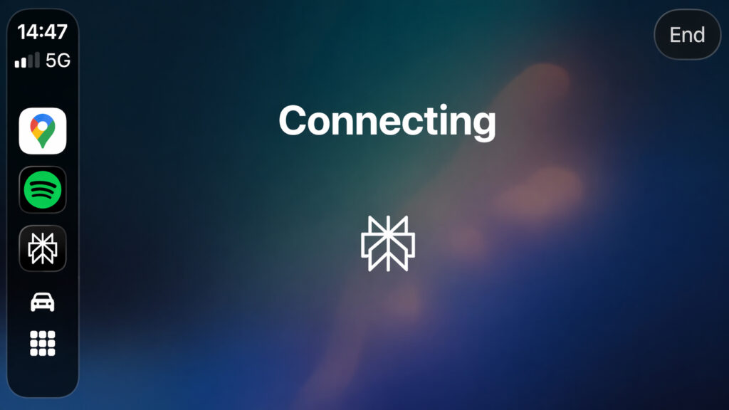 Setting up Perplexity for CarPlay. Perplexity will connect to the server and be ready to chat with you. Photo.
