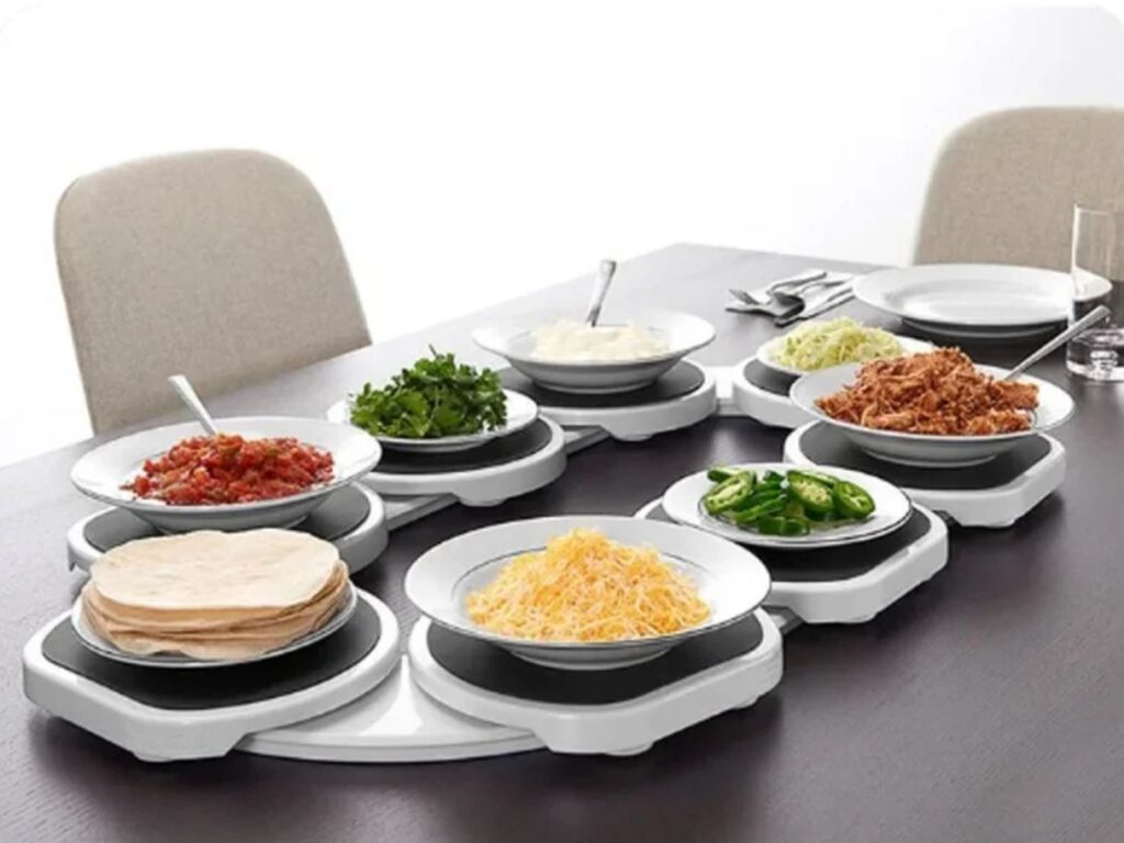 A rotating tray is a great help when guests come over