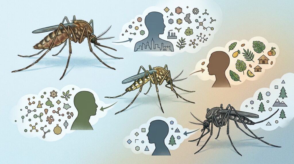 Different mosquito species choose different people based on skin odor