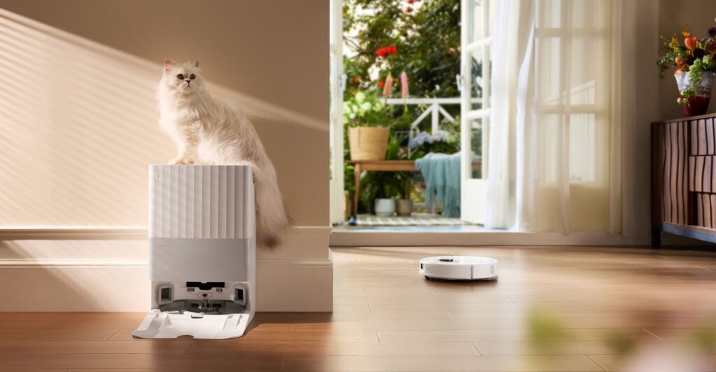 The robot vacuum cleans on its own and also cleans itself