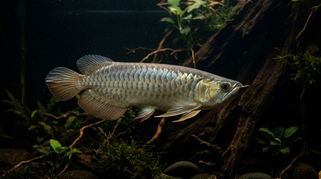 A live arowana — one of the largest and most demanding aquarium fish