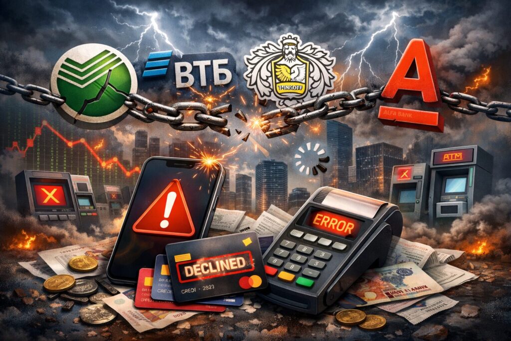Russian banks experienced an outage. Photo.
