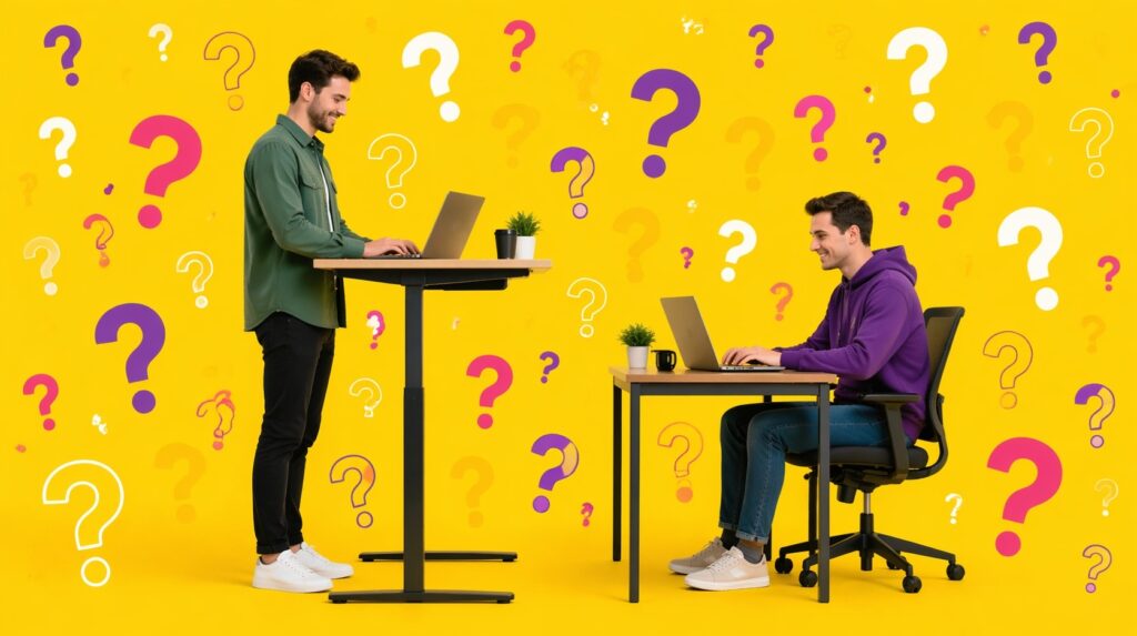 We're warned about the dangers of a sedentary lifestyle, so should we really work standing up? Photo.
