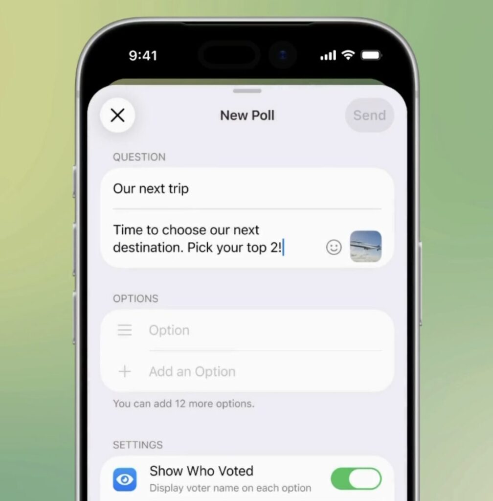 Telegram polls with photos and timers — all new features. You can now attach images to polls. Photo.