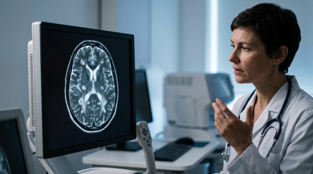 Brain scans of people with multiple sclerosis reveal characteristic white matter damage, but this study focuses on the less studied gray matter. Photo.