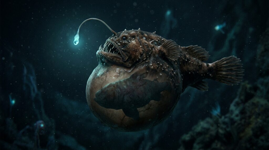 The anglerfish's lure. Photo.
