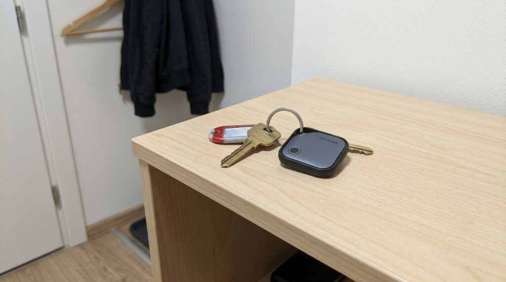UGREEN Smart Tag or AirTag: Which to Choose. You can even attach it to office keys if you lose them often. Photo.
