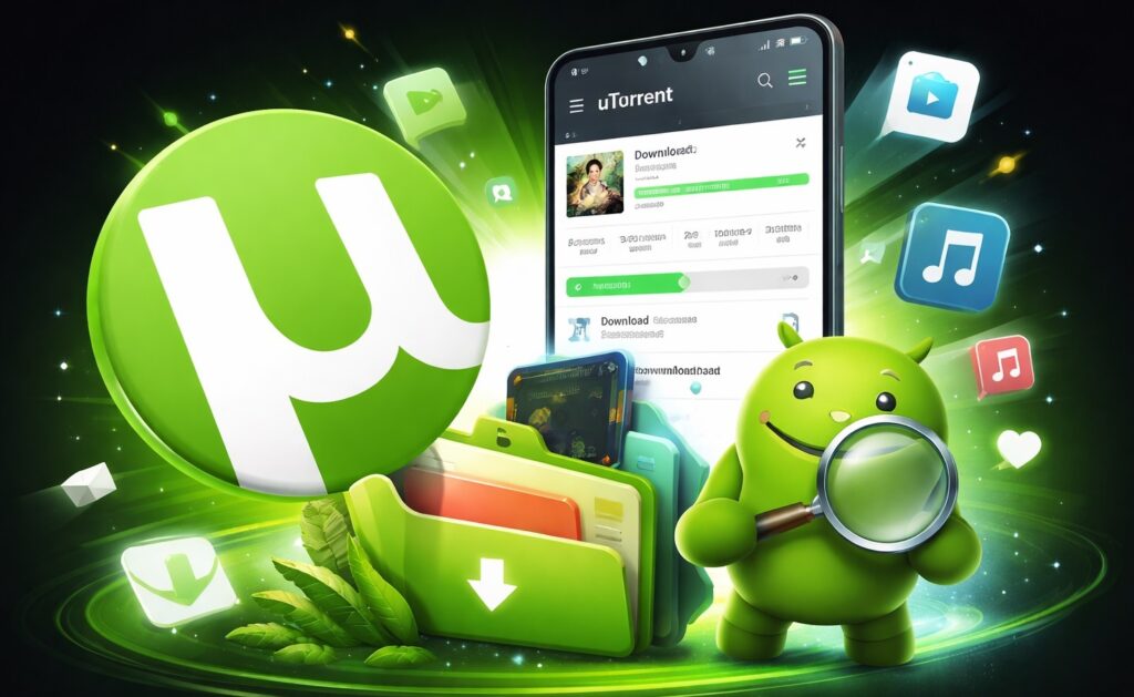 Setting up uTorrent on Android. Photo.