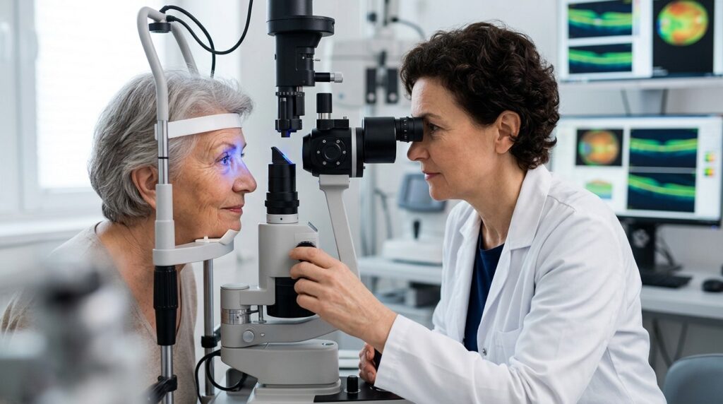 Regular eye exams for older adults could become part of dementia prevention. Photo.